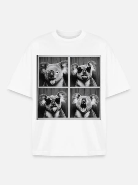 Lustig Koala Sonnenbrille Fotobox - Boxy Heavyweight Unisex Organic T-Shirt von Stanley/Stella - Weiß