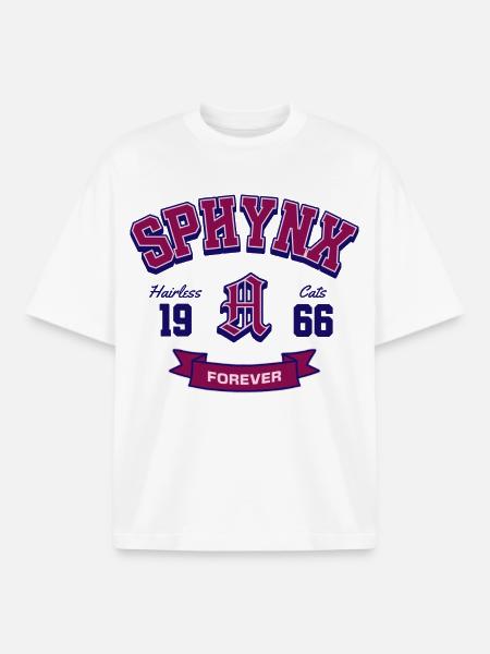 Sphynx Cats Forever Klassischer College-Stil - Boxy Heavyweight Unisex Organic T-Shirt von Stanley/Stella - Weiß