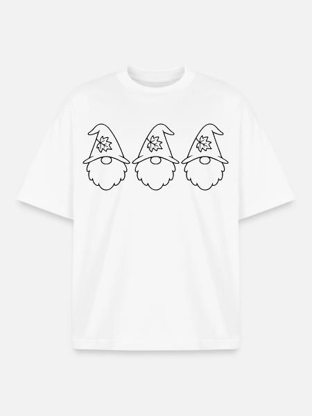 Herbstlicher Gartenzwerg-Wichtel mit Blatt Motiv - Boxy Heavyweight Unisex Organic T-Shirt von Stanley/Stella - Weiß