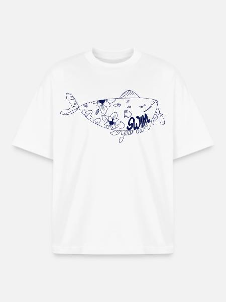 Swim Your Own Way - Boxy Heavyweight Unisex Organic T-Shirt by Stanley/Stella - white