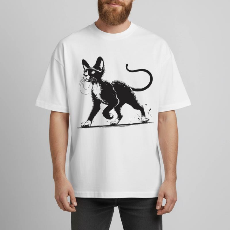 Devon Rex Design – Charming and unique Boxy Heavyweight Unisex Organic T-Shirt by Stanley/Stella