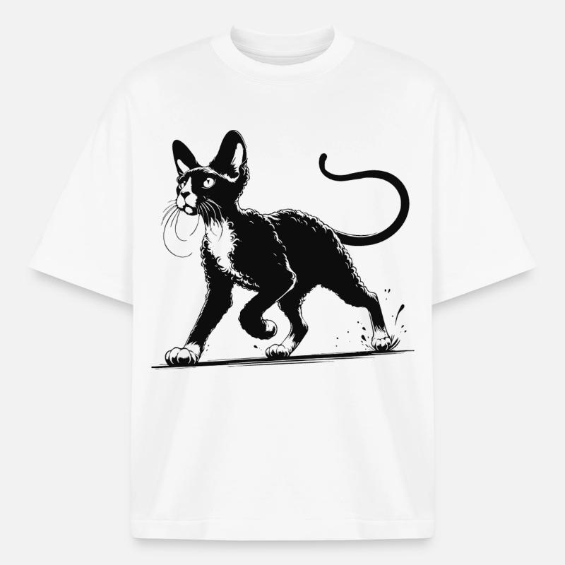 Devon Rex Design – Charmant et unique - T-shirt unisexe épais coupe boxy Stanley/Stella - blanc