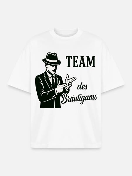 Groom's Team Logo Tee - Boxy Heavyweight Unisex Organic T-Shirt by Stanley/Stella - white