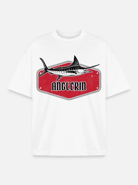Fisherman Fish USA Design Red - Boxy Heavyweight Unisex Organic T-Shirt by Stanley/Stella - white