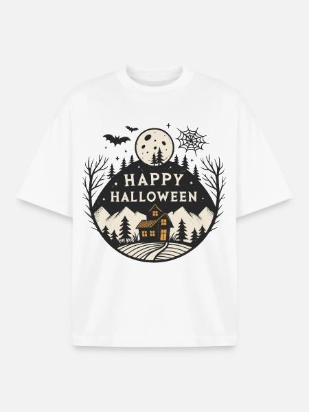 Halloween-Nacht-Berghütte - Boxy Heavyweight Unisex Organic T-Shirt von Stanley/Stella - Weiß