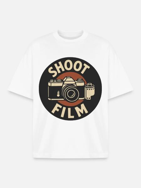 Shoot Film Retro Camera - Boxy Heavyweight Unisex Organic T-Shirt by Stanley/Stella - white