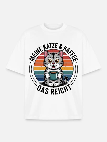 Katzenkaffee im Regenbogenkreis - Boxy Heavyweight Unisex Organic T-Shirt von Stanley/Stella - Weiß