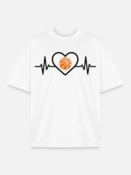 Basketball Herz Sport - Boxy Heavyweight Unisex Organic T-Shirt von Stanley/Stella - Weiß