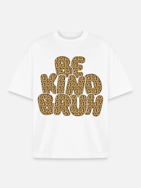 Be Kimbo Brown Leopard Texte - T-shirt unisexe boxy épais biologique Stanley/Stella - blanc