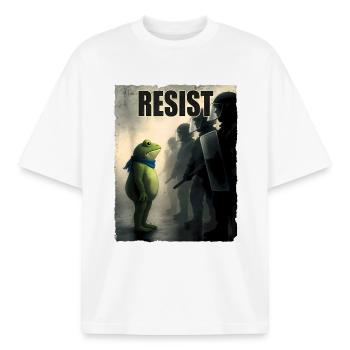 Frog Resist Portland - Boxy Heavyweight Unisex Organic T-Shirt by Stanley/Stella - white - Front - AI Model Male 185 light (185cm) & AI Model Female 172 dark (172cm)