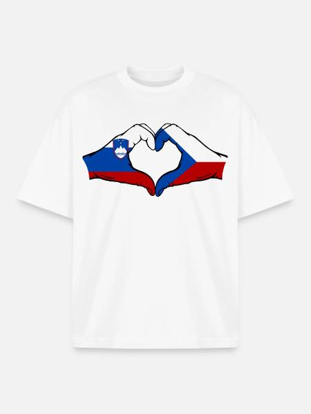 Slowenien Tschechien Flagge Hände - Boxy Heavyweight Unisex Organic T-Shirt von Stanley/Stella - Weiß
