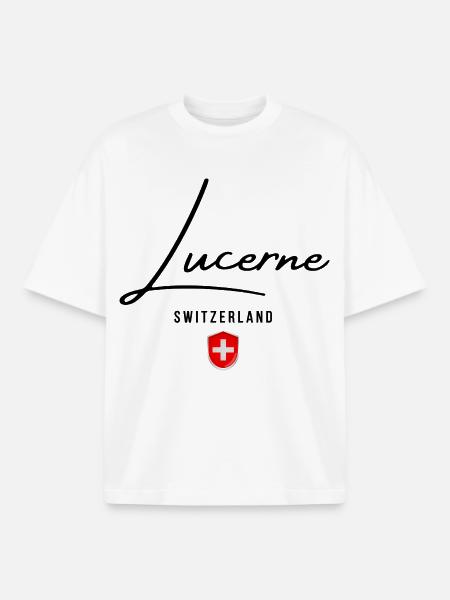 Elegant design Lucerne, Lucerne souvenir - Boxy Heavyweight Unisex Organic T-Shirt by Stanley/Stella - white