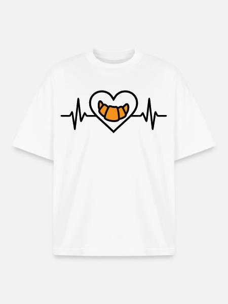 Croissant Heart Breakfast Bakery - Boxy Heavyweight Unisex Organic T-Shirt by Stanley/Stella - white
