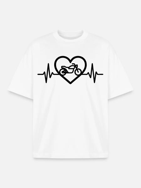 Motorcycle Heart Biker Passion - Boxy Heavyweight Unisex Organic T-Shirt by Stanley/Stella - white