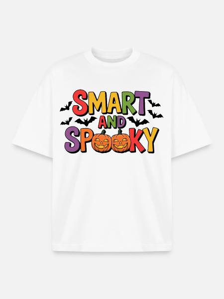 Design d’Halloween intelligent et effrayant - T-shirt unisexe boxy épais biologique Stanley/Stella - blanc