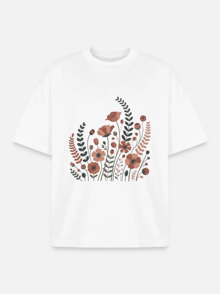 Boho Flowers – Blooming Harmony - Boxy Heavyweight Unisex Organic T-Shirt by Stanley/Stella - white