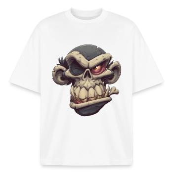 Monkey Skull Grin - Boxy Heavyweight Unisex Organic T-Shirt von Stanley/Stella - Weiß - Vorne - AI Model Male 185 light (185cm) & AI Model Female 172 dark (172cm)