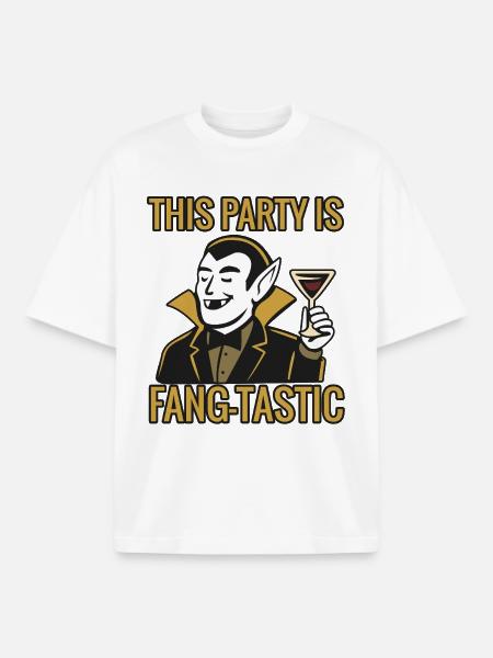 This party is fang-tastic - Halloween 2025 - Boxy Heavyweight Unisex Organic T-Shirt by Stanley/Stella - white
