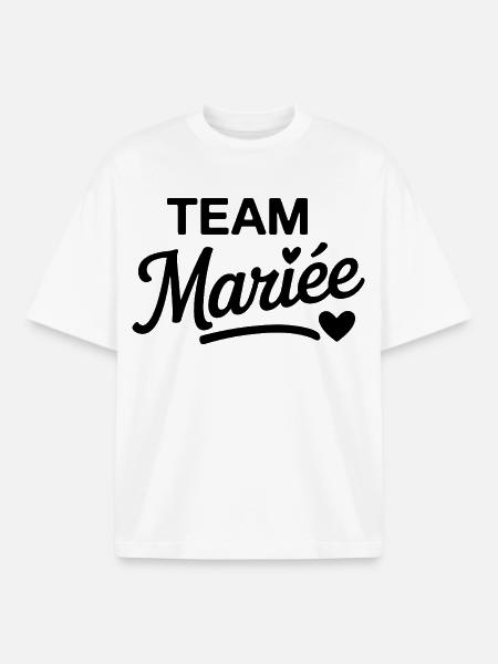 Team Mariée design EVJF élégant - T-shirt unisexe boxy épais biologique Stanley/Stella - blanc