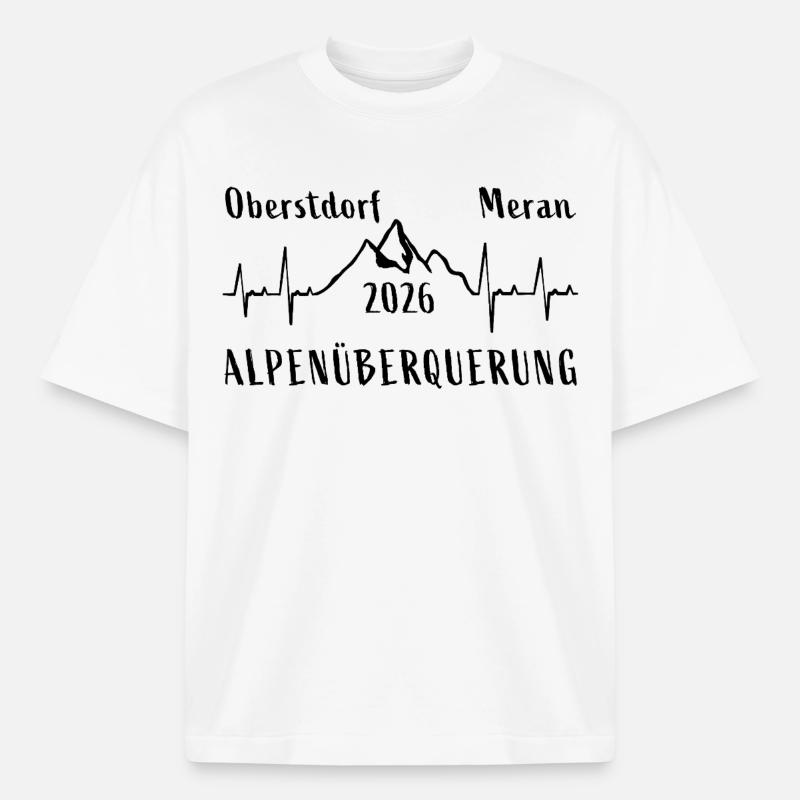 ALPENÜBERQUERUNG 2026 Oberstdorf Meran E5 - Boxy Heavyweight Unisex Organic T-Shirt von Stanley/Stella - Weiß