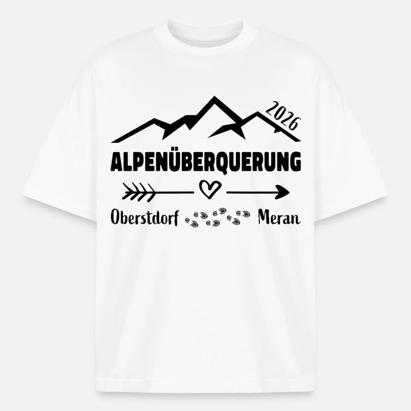 Alpenüberquerung E5 2026 Oberstdorf Meran - Boxy Heavyweight Unisex Organic T-Shirt von Stanley/Stella - Weiß