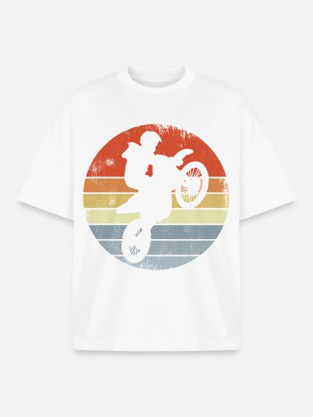 Vintage Motocross Rider - Boxy Heavyweight Unisex Organic T-Shirt by Stanley/Stella - white