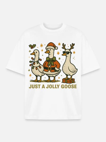 Christmas just A Jolly Goose Funny - Boxy Heavyweight Unisex Organic T-Shirt by Stanley/Stella - white
