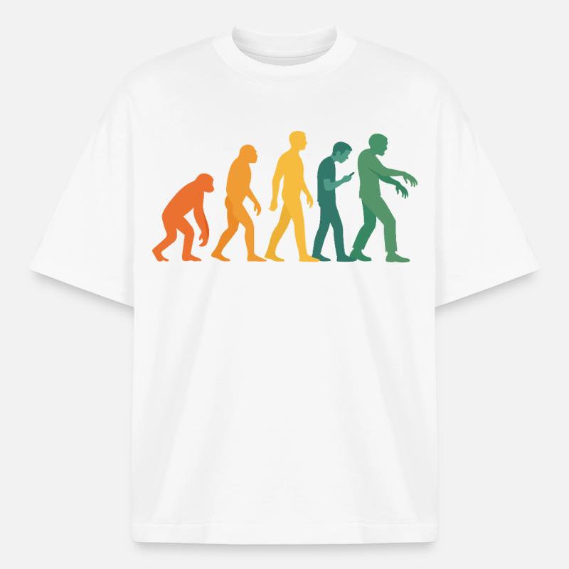 Evolution Silhouette Dégradé - T-shirt unisexe épais coupe boxy Stanley/Stella - blanc