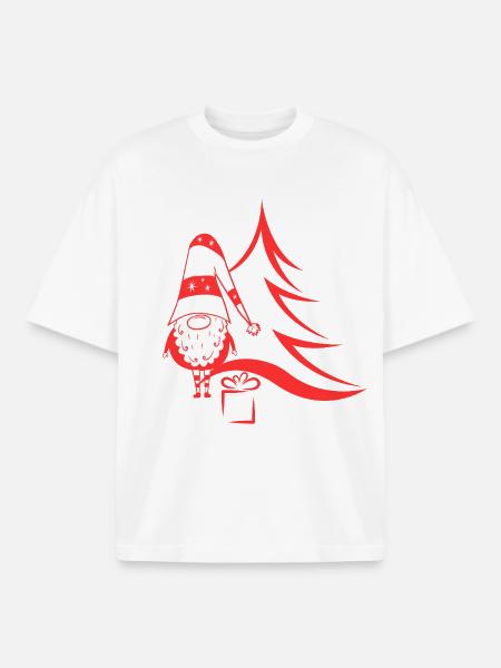 Christmas gnome red - Boxy Heavyweight Unisex Organic T-Shirt by Stanley/Stella - white