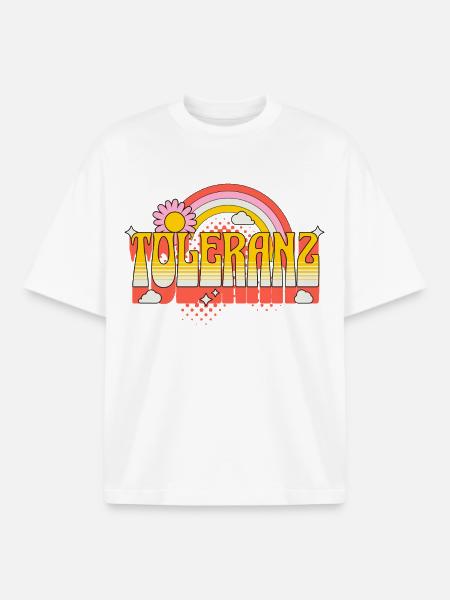 Tolerance, Diversity, Respect, Acceptance, Love, LGBTQ - Boxy Heavyweight Unisex Organic T-Shirt by Stanley/Stella - white