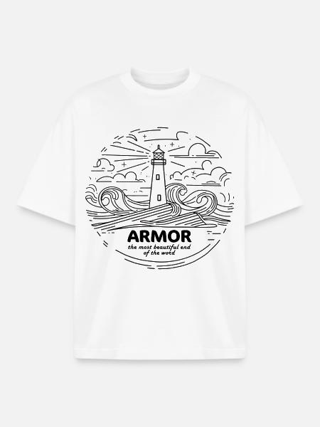 Armor Bretagne Côtes Najpiękniejsze miejsce na świecie - T-shirt unisex boxy ciężki organiczny Stanley/Stella - biały