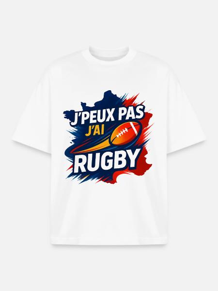 J'ai Rugby – Phrases and Passion - Boxy Heavyweight Unisex Organic T-Shirt by Stanley/Stella - white