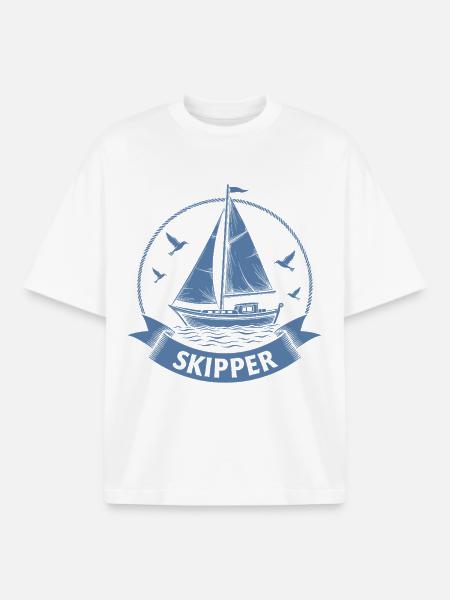 Skipper Sailboat Maritime Captain - Boxy Heavyweight Unisex Organic T-Shirt by Stanley/Stella - white