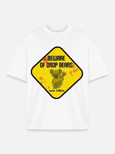 Warnschild Drop Bears - Boxy Heavyweight Unisex Organic T-Shirt von Stanley/Stella - Weiß