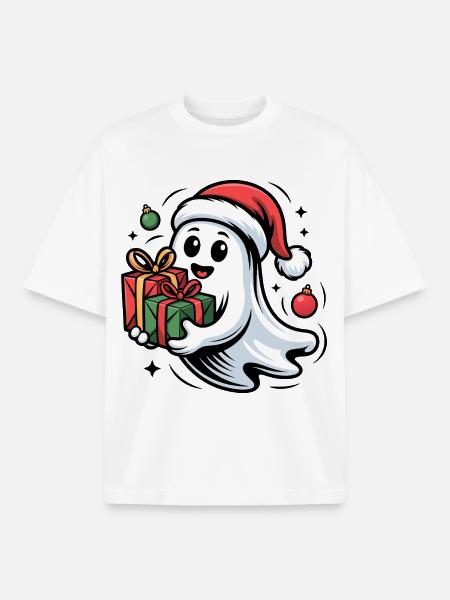 Weihnachtsgeist mit Geschenken Cartoon - Boxy Heavyweight Unisex Organic T-Shirt von Stanley/Stella - Weiß