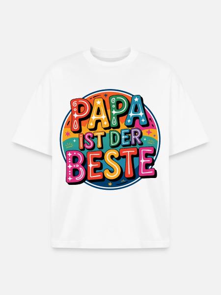 Papa Ist Der Beste – Bunt & Fröhlich - Boxy Heavyweight Unisex Organic T-Shirt von Stanley/Stella - Weiß