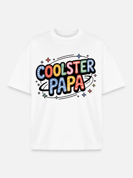 Coolster Papa bunte Retro-Buchstaben - Boxy Heavyweight Unisex Organic T-Shirt von Stanley/Stella - Weiß