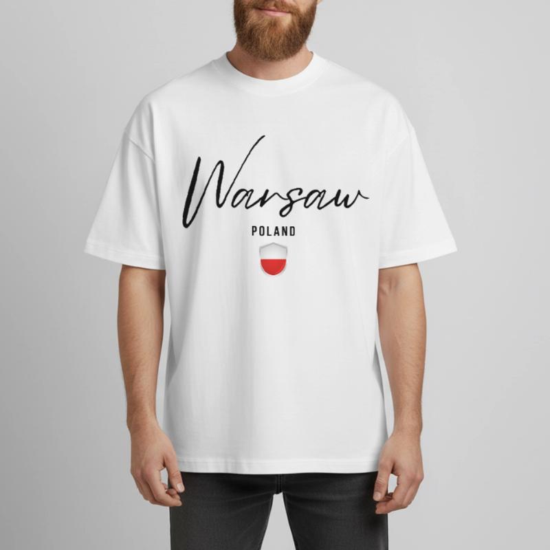 Conception élégante Varsovie, Varsovie Pologne T-shirt unisexe boxy épais biologique Stanley/Stella