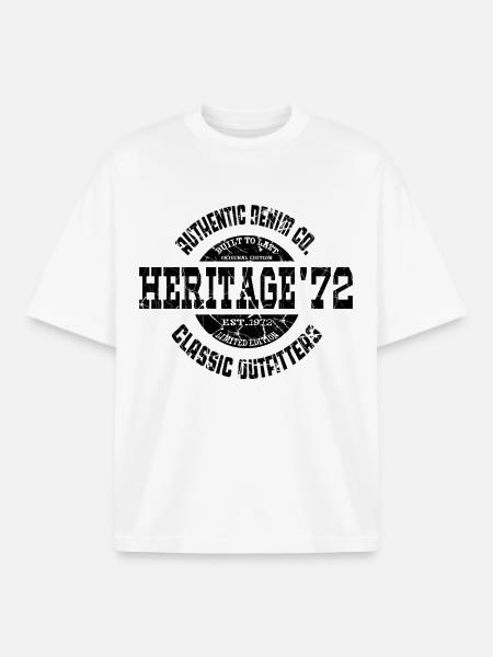 Heritage ’72 Authentic Denim Co. Vintage Style - Boxy Heavyweight Unisex Organic T-Shirt by Stanley/Stella - white