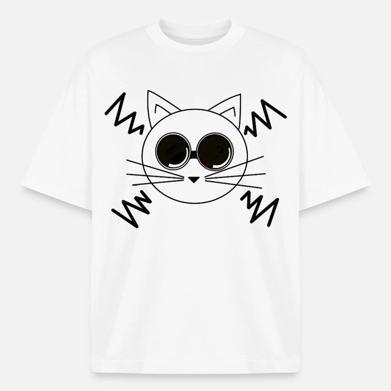 Chat de l’espace - T-shirt unisexe épais coupe boxy Stanley/Stella - blanc