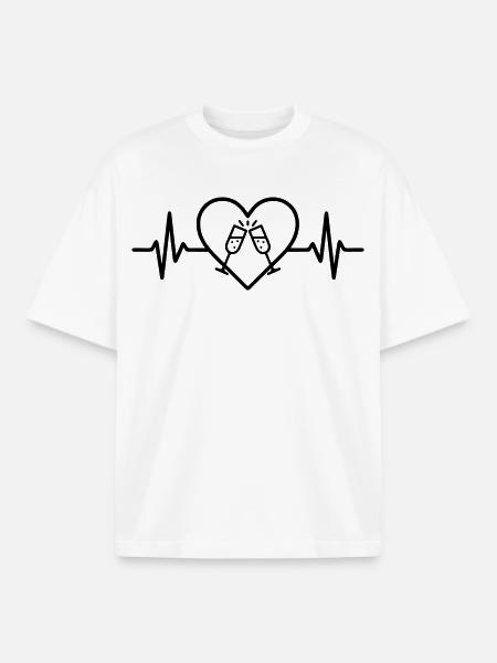 Sparkling Glasses Heart Toast Celebration - Boxy Heavyweight Unisex Organic T-Shirt by Stanley/Stella - white