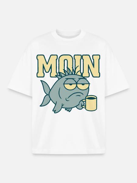 Moin Müder Hai mit Kaffee - Boxy Heavyweight Unisex Organic T-Shirt von Stanley/Stella - Weiß