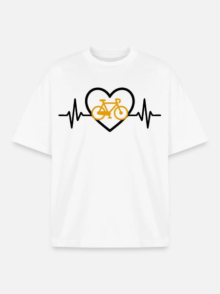 Cycling Heart Bicycle Passion Gift - Boxy Heavyweight Unisex Organic T-Shirt by Stanley/Stella - white