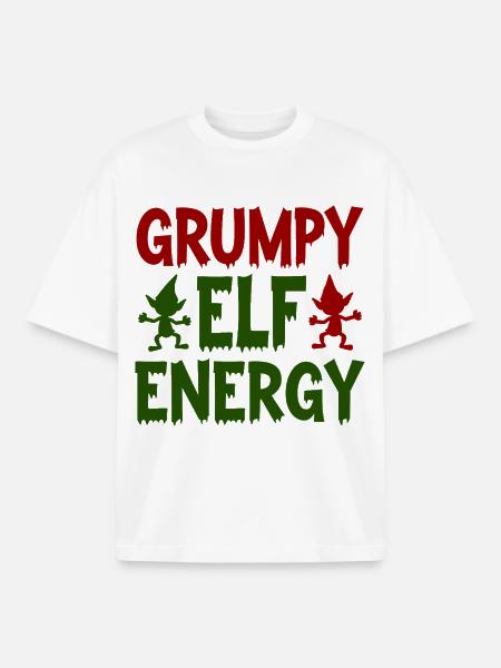 Grumpy Elf Energy Grumpy Imp - Boxy Heavyweight Unisex Organic T-Shirt by Stanley/Stella - white