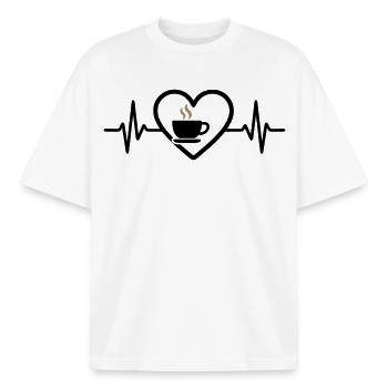 Kaffee Herz Tasse Heiß Getränk Pause - Boxy Heavyweight Unisex Organic T-Shirt von Stanley/Stella - Weiß - Vorne - AI Model Male 185 light (185cm) & AI Model Female 172 dark (172cm)