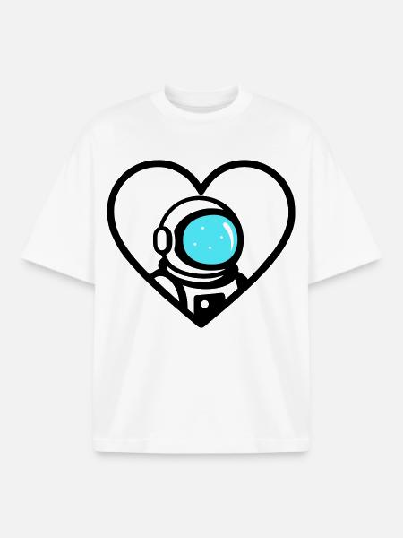 Astronaut Heart Space Cosmo Helmet - Boxy Heavyweight Unisex Organic T-Shirt by Stanley/Stella - white