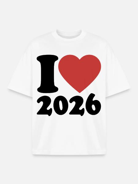 Happy New Year | I Love 2026 - Boxy Heavyweight Unisex Organic T-Shirt by Stanley/Stella - white