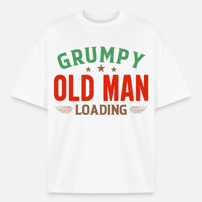 Grumpy Old Man Loading Shirt - Heavyweight Boxy Unisex T-Shirt by Stanley/Stella - white