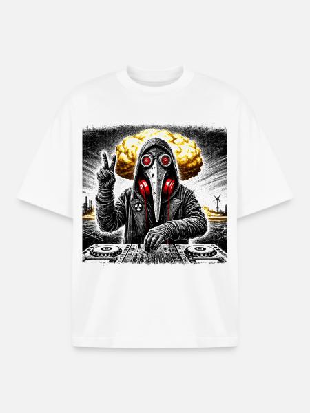 Post-Apokalyptisk DJ Techno EDM Festival Trøje - Stanley/Stella unisex boxy heavyweight T-shirt økologisk - hvid