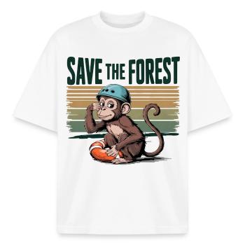 Save the Forest Nature Ecology Green Action Gift - Boxy Heavyweight Unisex Organic T-Shirt von Stanley/Stella - Weiß - Vorne - AI Model Male 185 light (185cm) & AI Model Female 172 dark (172cm)